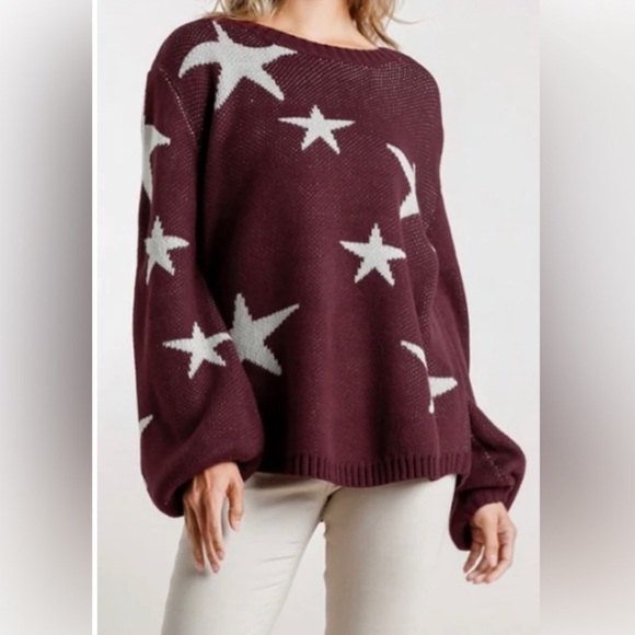 Umgee Sweaters - Umgee Maroon Large Oversized Sweater